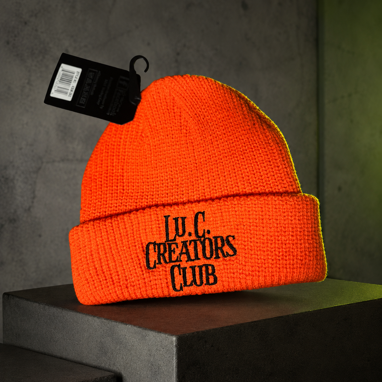 Orange Lu.C. Creators Club embroidered knit beanie