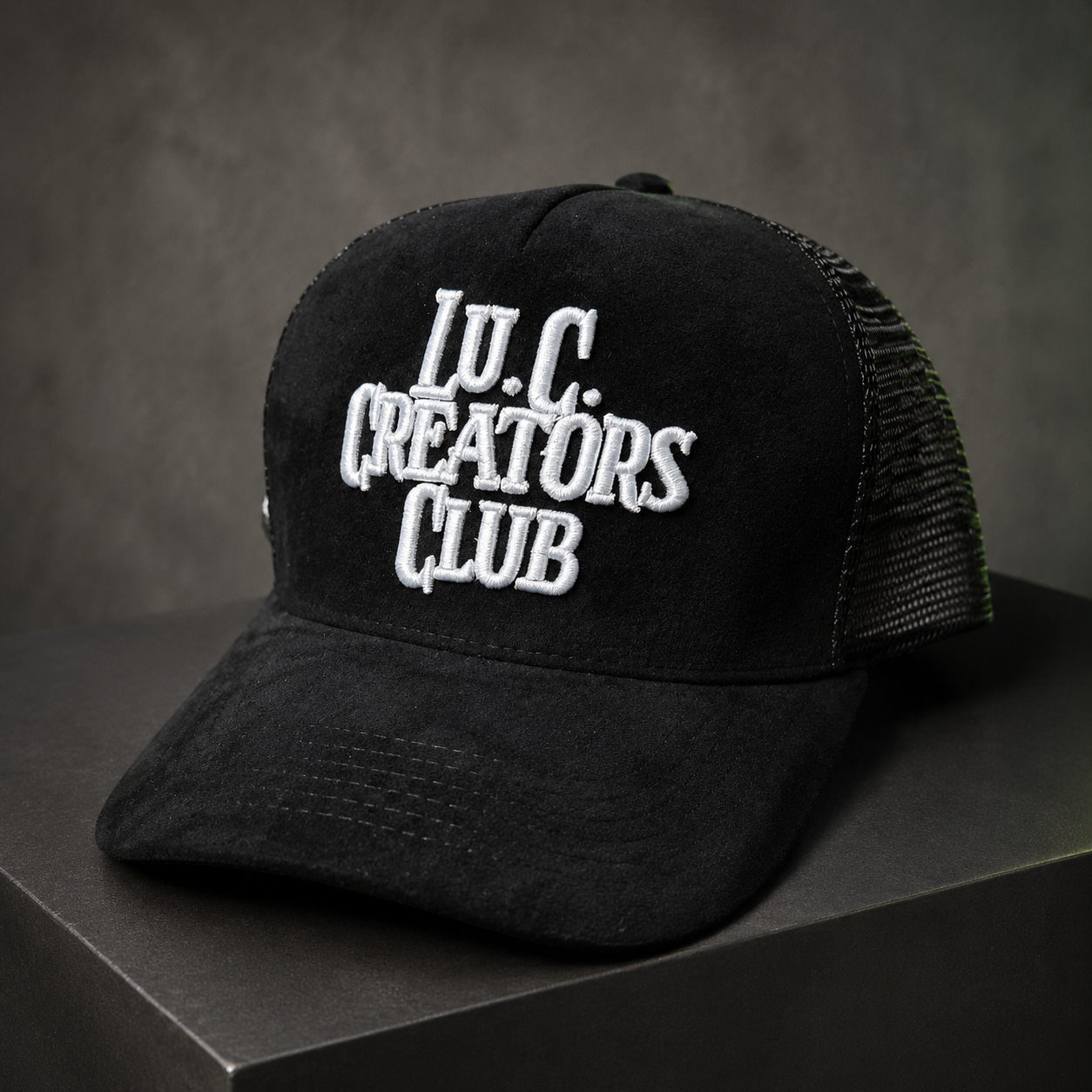 Black Lu.C. Creators Club suede-look mesh cap