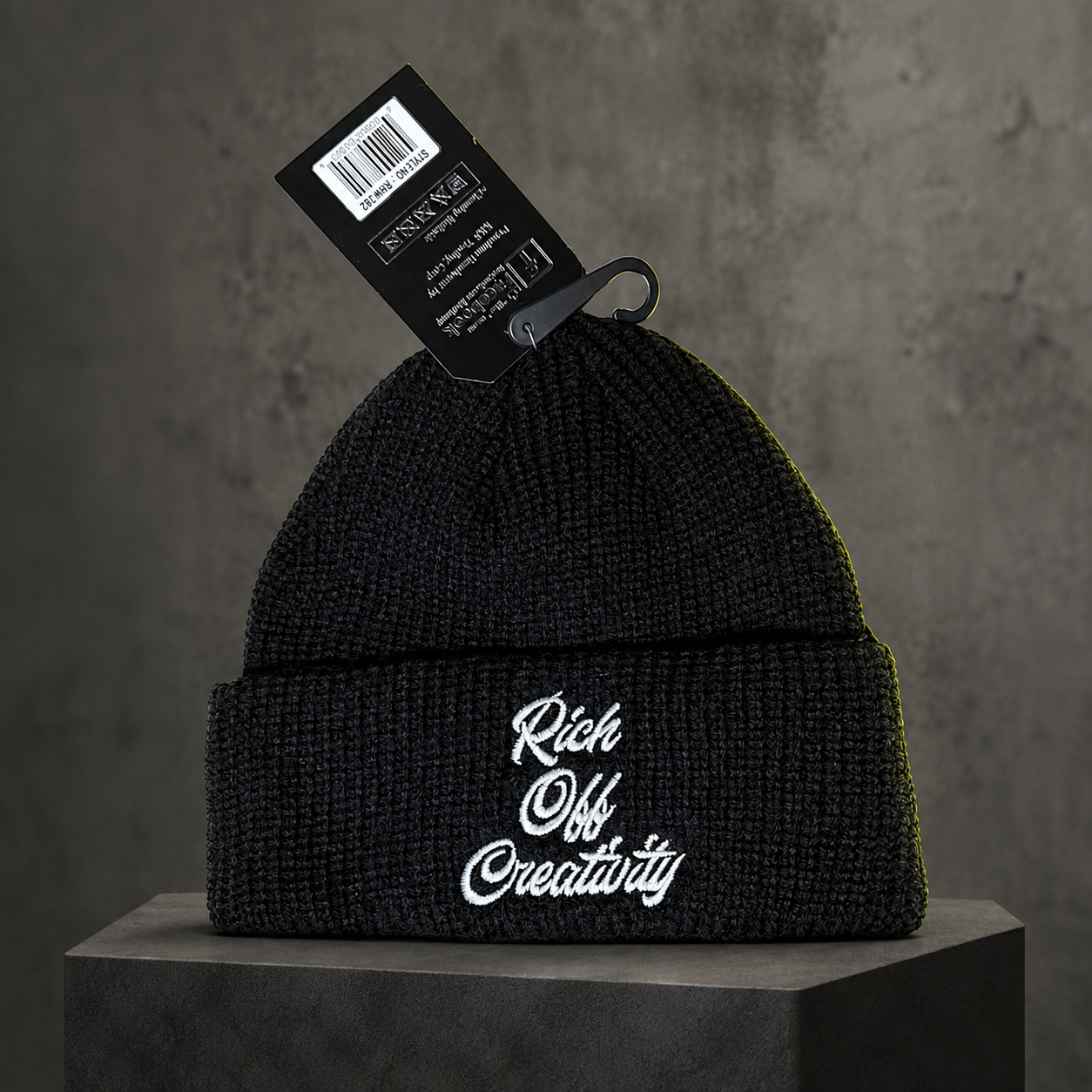 Black Rich Off Creativity embroidered knit beanie